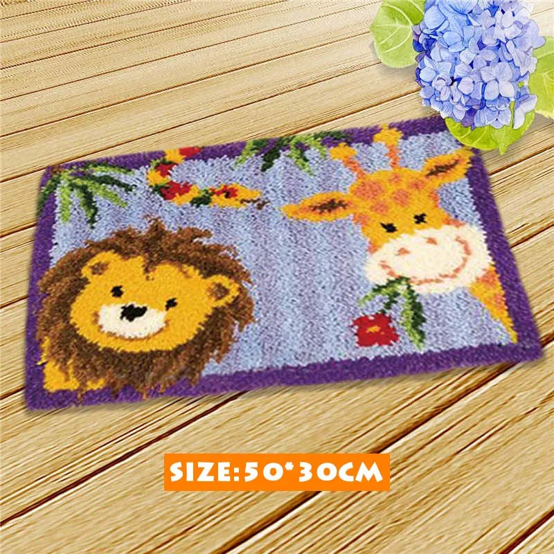 DIY Knoopkussen Cartoon Animal Cushion Latch Hook Tapijt Kussen Knooppakket Carpet Embroidery Foamiran for Needlework Rug Kit