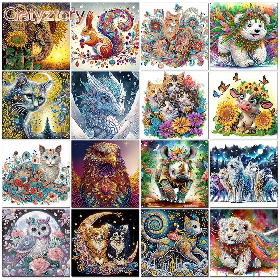 GATYZTORY DIY Special Shape Crystal 5D Diamond Painting Kit Animals Frameless Wall Art For Home & Gifts Mosaic Making Decoration